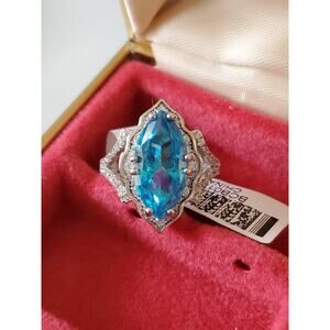 Blue Marquise Stone Sterling Silver Ring